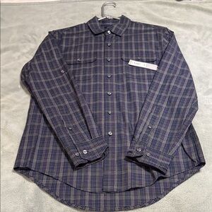Apt. 9 Men's Navy and Brown Checkered Button Down Shirt